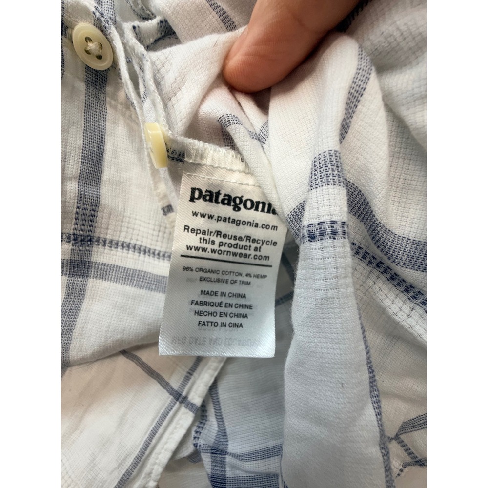Patagonia Womens Lightweight A/C Shirt White Blue Plaid Cotton Hemp STY52960 M - Picture 7 of 9